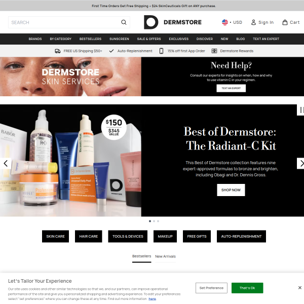 Derm Store website