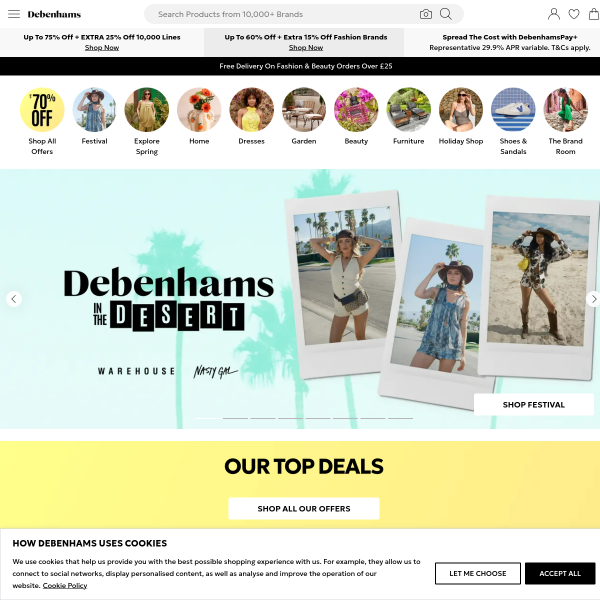 Debenhams website