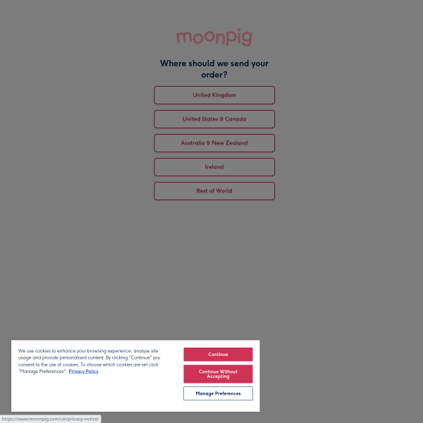 Moonpig Usa website
