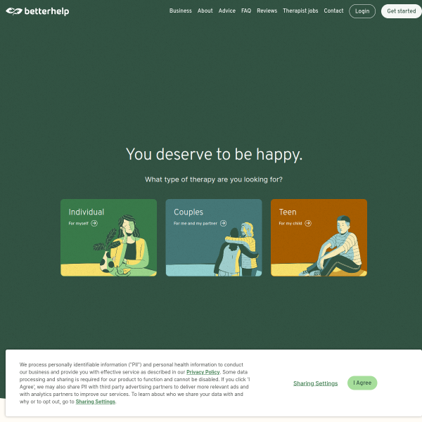 Better Help website