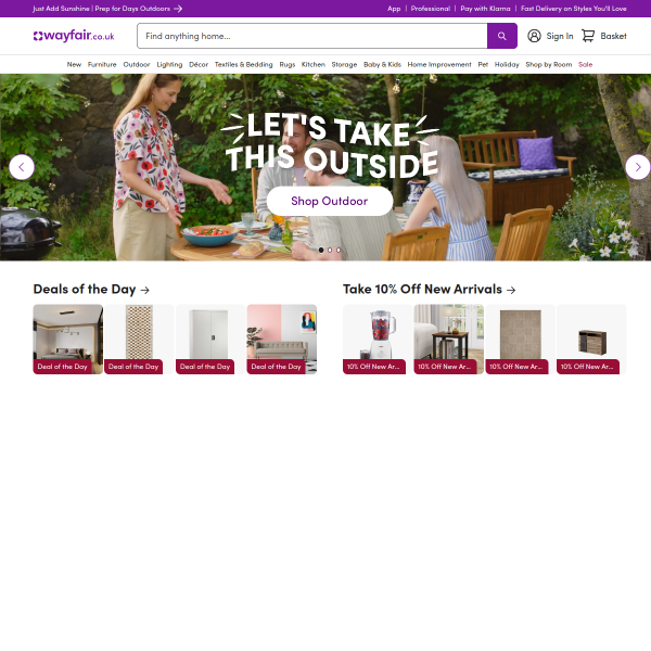 Wayfair Uk website