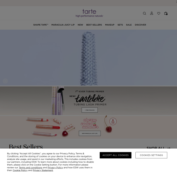 Tarte Cosmetics website