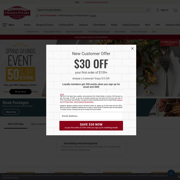 Omaha Steaks website