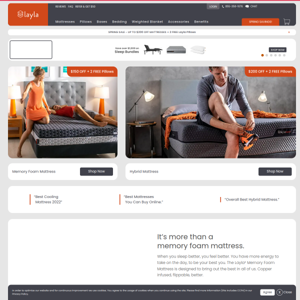 Layla Sleep website