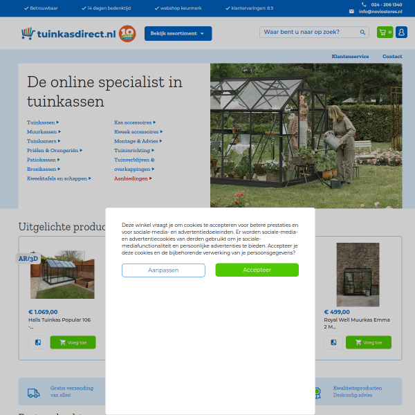 tuinkasdirect.nl website
