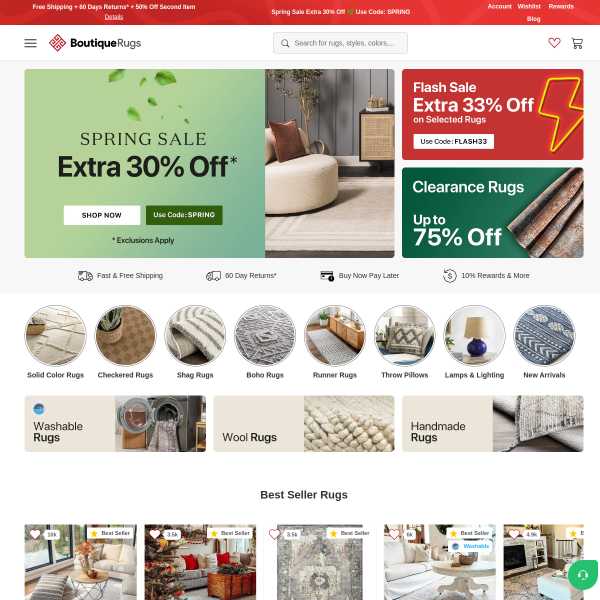 Boutique Rugs website