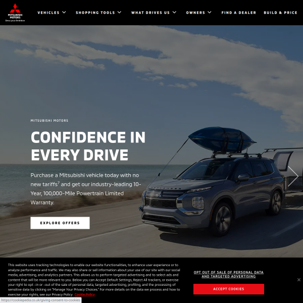 mitsubishicars.com website