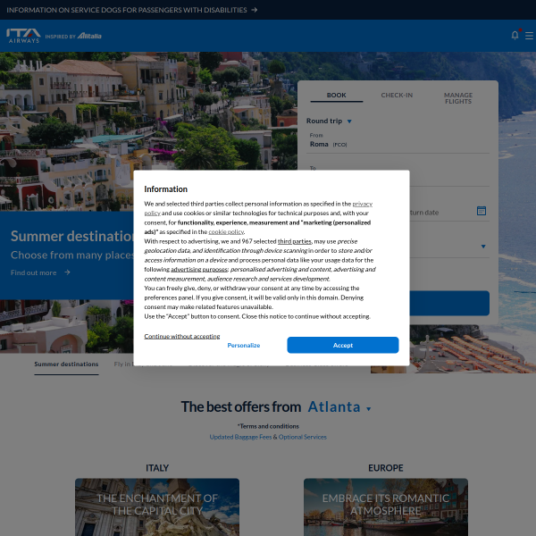 ita-airways.com website