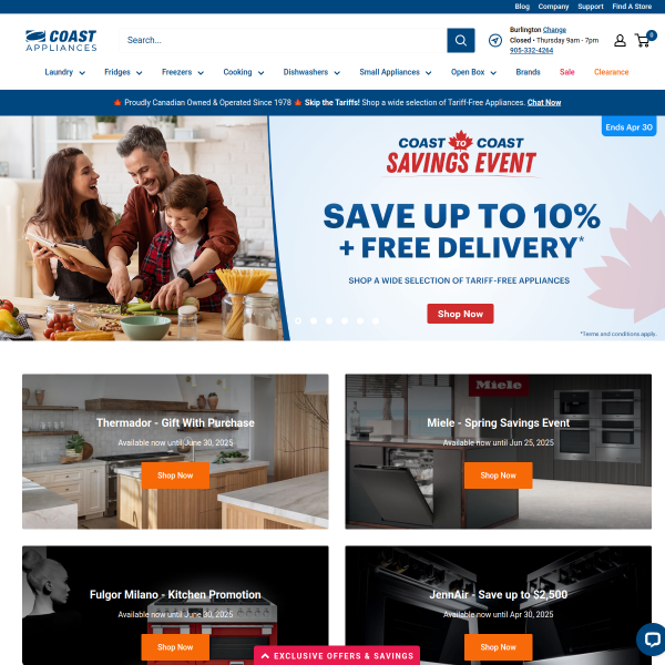 coastappliances.ca website