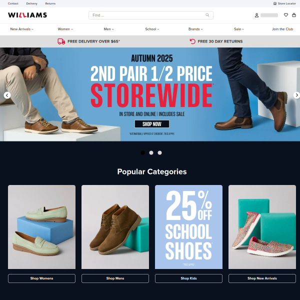 williamsshoes.com.au website