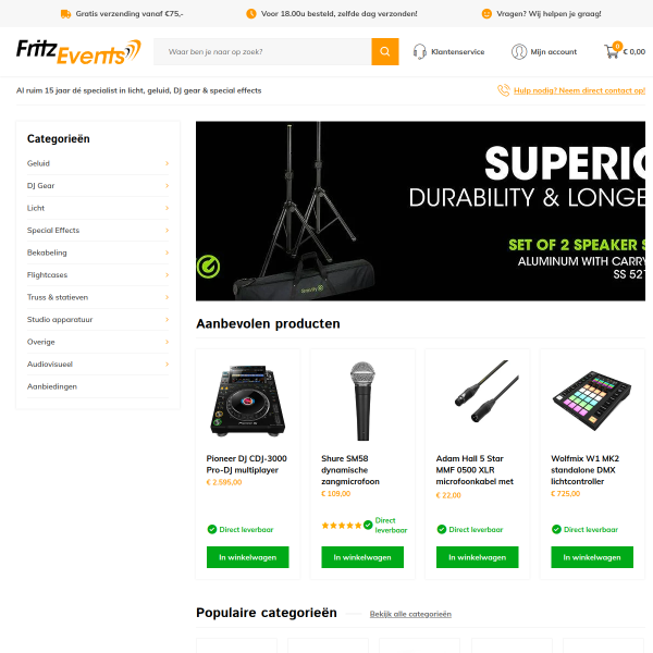 fritz-events.nl website