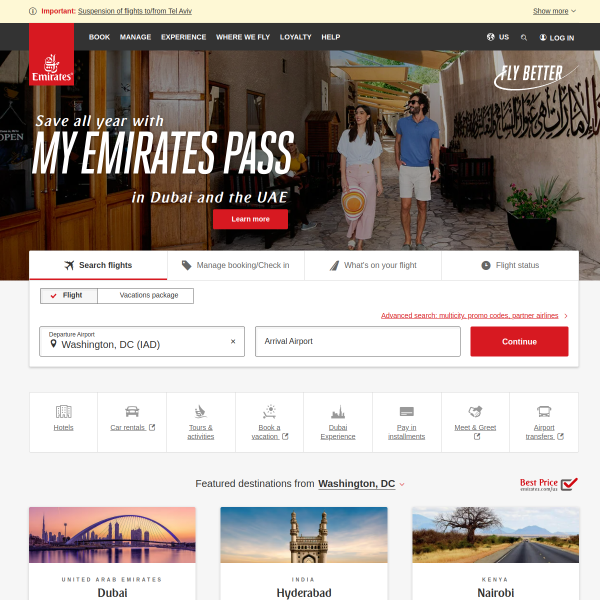 Emirates website