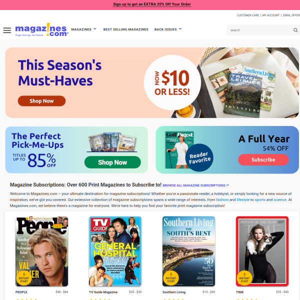 Magazines.com website