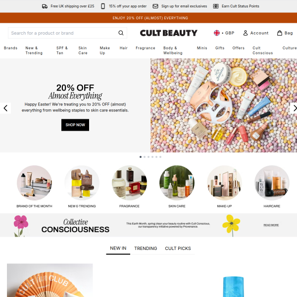 Cult Beauty website