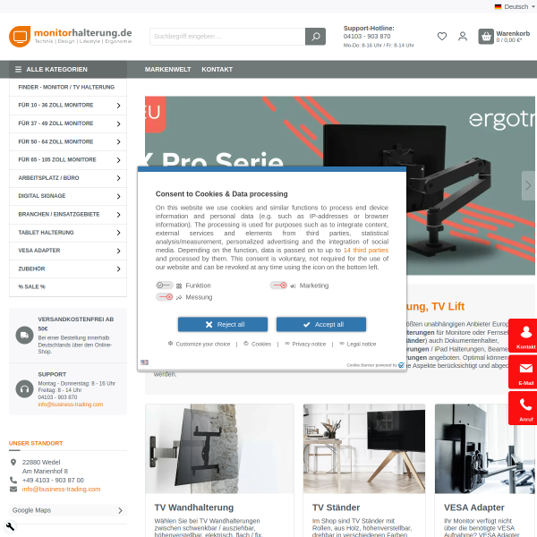 monitorhalterung.de website