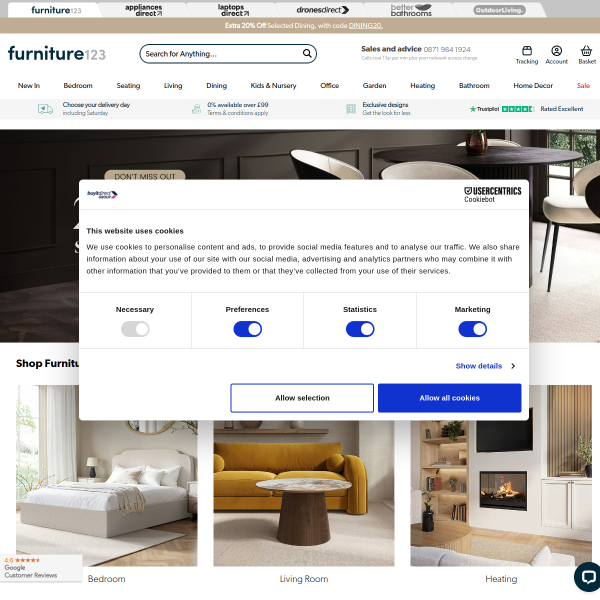 Furniture123UK website