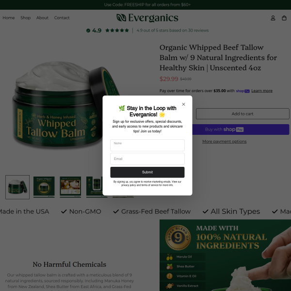 shopeverganics.com website