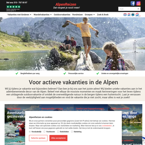 alpenreizen.nl website