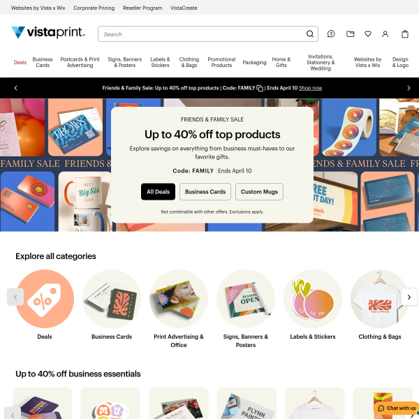 Vistaprint website