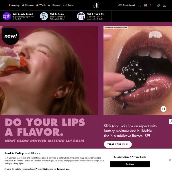 elf Cosmetics website